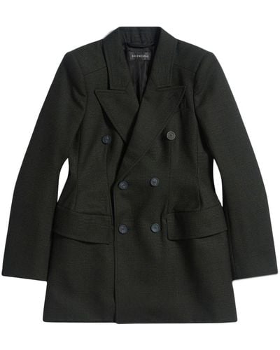 Balenciaga アワーグラス チェック ジャケット - ブラック