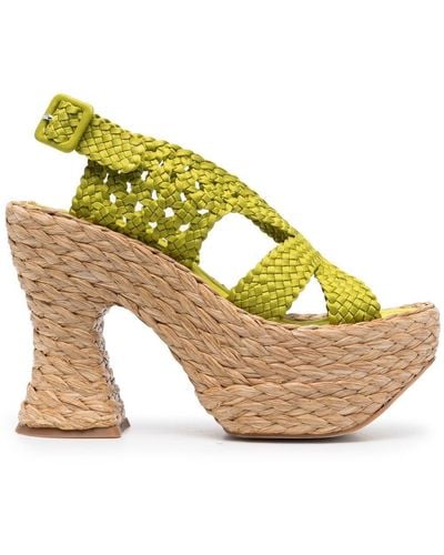 Paloma Barceló Crochet Slingback Sandals - Metallic