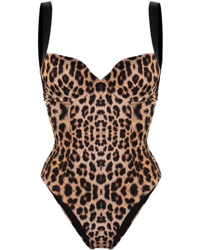 Noire Swimwear Leopard Print Push-up Swimsuit - Natural