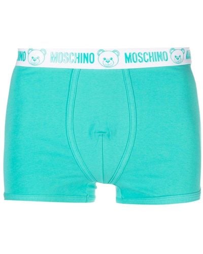 Moschino T-shirt en coton stretch à logo appliqué - Bleu