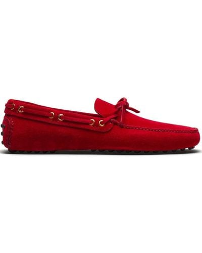 Car Shoe Lace-up Suede Boat Shoes - Red
