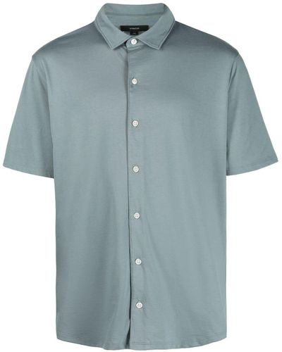 Vince Button-up Pima-cotton Shirt - Blue