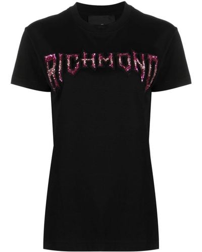 John Richmond T-shirt Met Logo - Zwart