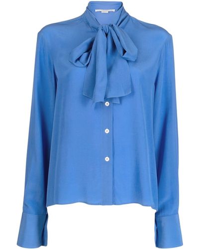 Stella McCartney Blusa con lazo en el cuello - Azul