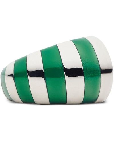 Ferragamo Asymmetrischer Ring mit Emaille-Streifen - Grün