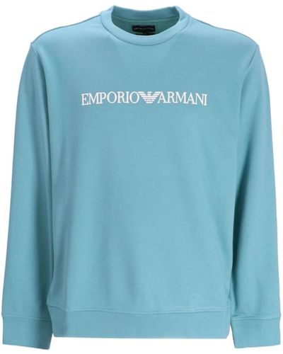 Emporio Armani Logo-print Modal-blend Sweatshirt - Blue