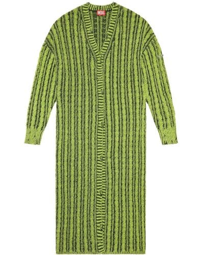 DIESEL M-panagia Cable-knit Chenille Maxi Cardigan - Green