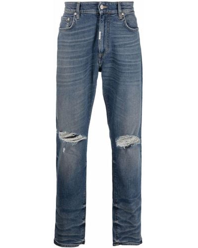 Represent Distressed Straight-leg Jeans - Blue