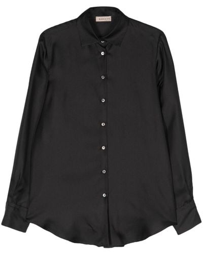 Blanca Vita Silk Satin Shirt - Black