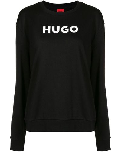 HUGO Logo-print Crew-neck Sweatshirt - Black