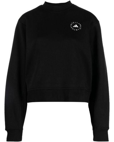 adidas By Stella McCartney Logo-print Cropped Sweatshirt - Black