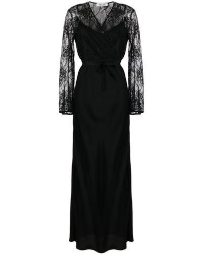 Diane von Furstenberg Anisa Floral-lace Satin Maxi Dress - Black