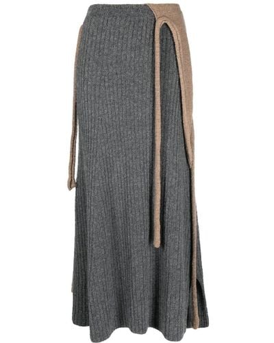 OTTOLINGER Layered Ribbed Knit Skirt - Grey