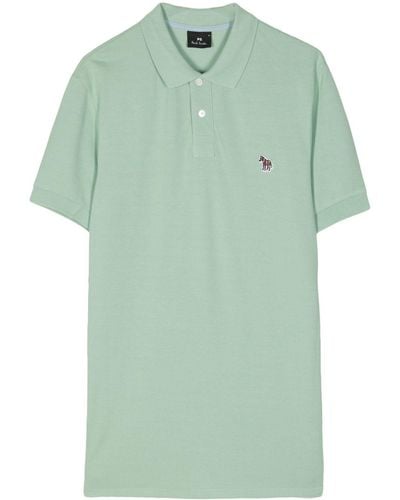 PS by Paul Smith Zebra-embroidered Organic Cotton Polo Shirt - Green