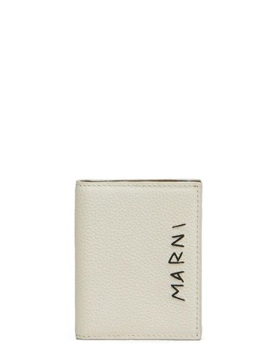 Marni Logo-embroidered Leather Cardholder - White