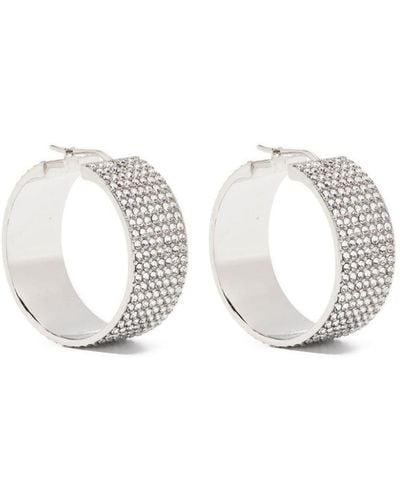 AMINA MUADDI Crystal-embellished Hoop Earrings - White