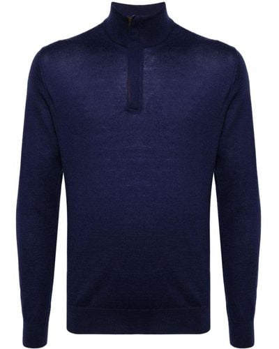N.Peal Cashmere Regent FG Pullover mit kurzem Reißverschluss - Blau