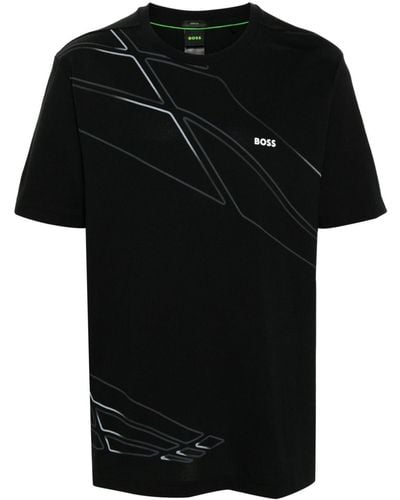 BOSS アブストラクトパターン Tシャツ - ブラック
