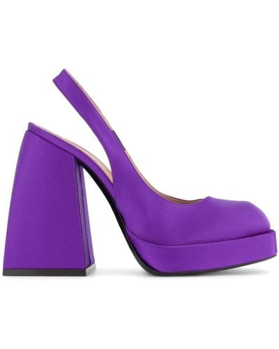NODALETO Block-heel Slingback Pumps - Purple