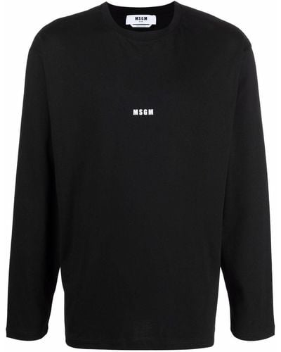 MSGM Logo-print Longsleeved T-shirt - Black