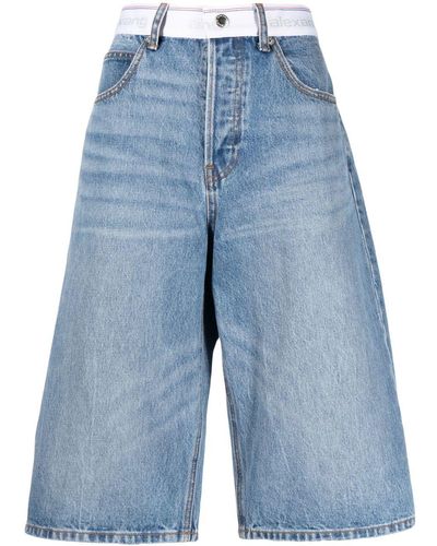 Alexander Wang Pantalones vaqueros cortos con logo en la cinturilla - Azul