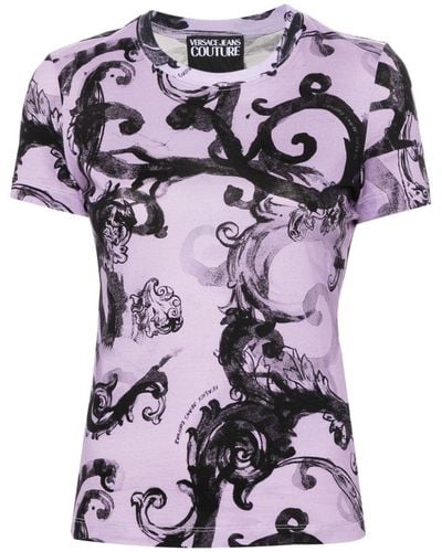 Versace Jeans Couture Barocco-print Cotton T-shirt - Pink