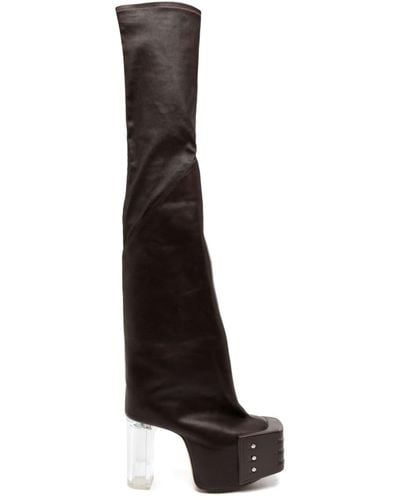 Rick Owens 120Mm Leather Boots - White