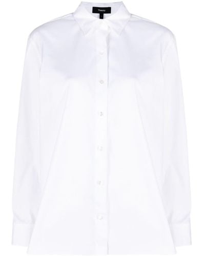Theory Long-sleeve Cotton-blend Shirt - White