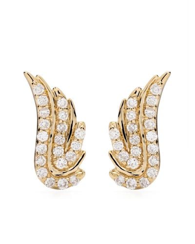 Adina Reyter 14kt Yellow Gold Wing Diamond Stud Earrings - Metallic