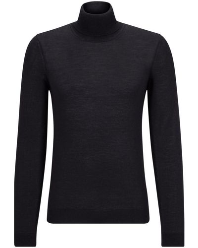 BOSS Cotton Roll-neck Sweater - Black