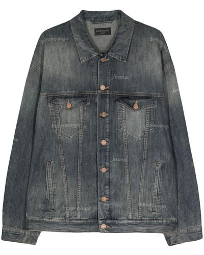 Balenciaga Giacca denim con stampa - Grigio