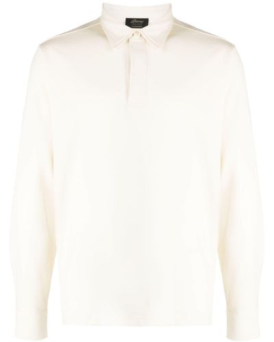 Brioni Long-sleeved Cotton Polo Shirt - White