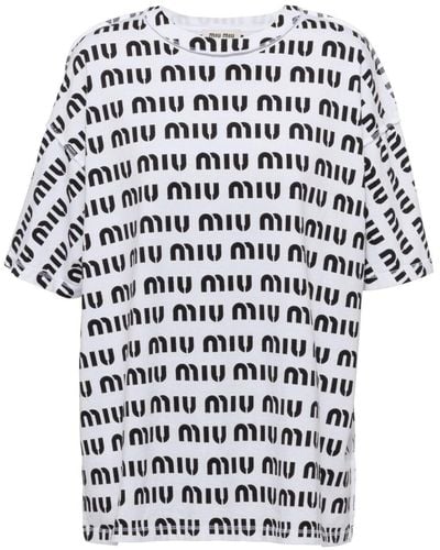 Miu Miu Logo-print Cotton T-shirt - White