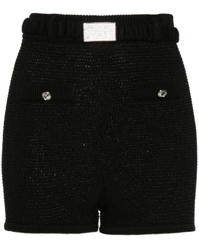 Alessandra Rich Sequin-embellished Knitted Shorts - Black