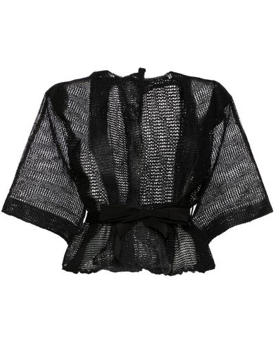 Pierantoniogaspari Belted open-knit cardigan - Nero