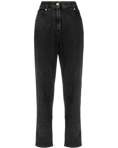 Balmain Slim-Fit-Jeans mit hohem Bund - Schwarz