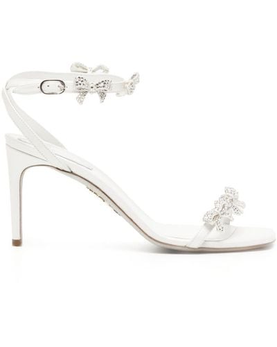 Rene Caovilla 80mm Bow-detail Leather Sandals - White