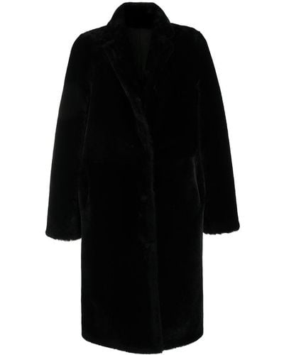 Yves Salomon High Neck Coat - Black