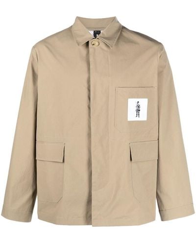 Mackintosh Logo-print Shirt Jacket - Natural