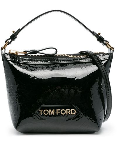 Tom Ford Small Crinkled Patent-leather Tote Bag - Black