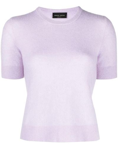 Roberto Collina Short-sleeved Knitted Top - Purple