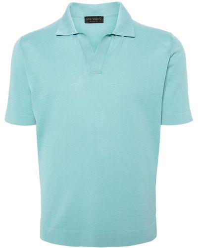 Dell'Oglio Split-neck cotton polo shirt - Azul