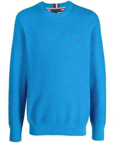 Tommy Hilfiger Waffle-knit Cotton Sweater - Blue