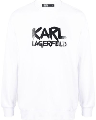 Karl Lagerfeld Logo-stamp Long-sleeve Sweatshirt - White