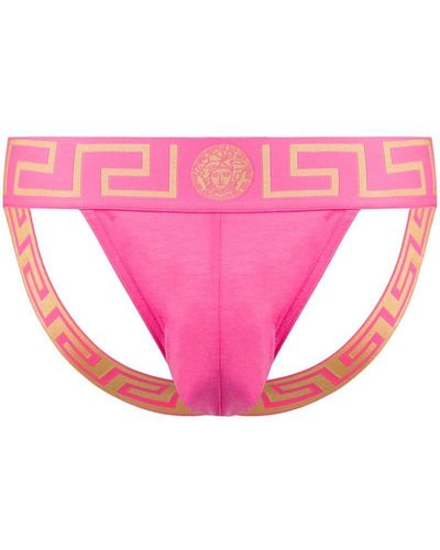 Versace Greek Key Low-rise Jock Strap - Pink