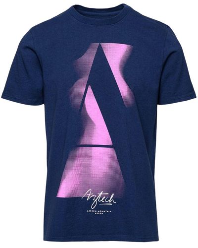 Aztech Mountain T-shirt Met Logoprint - Blauw