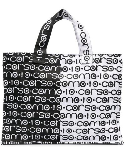 10 Corso Como Two-tone Logo Canvas Bag - White