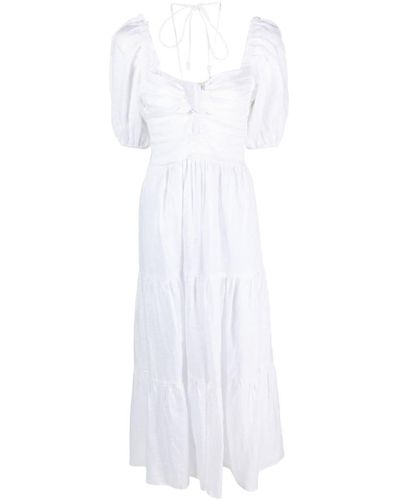 Faithfull The Brand Palacio Halterneck Linen Midi Dress - White