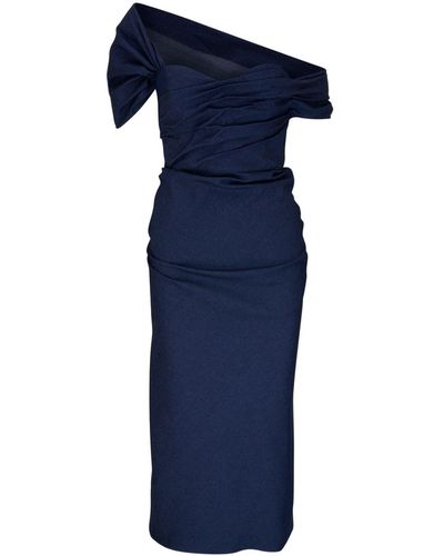 Carolina Herrera Off-shoulder Ruched Midi Dress - Blue