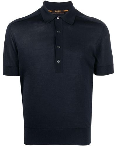 Moorer Semi-sheer Silk Polo Shirt - Blue